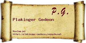 Plakinger Gedeon névjegykártya